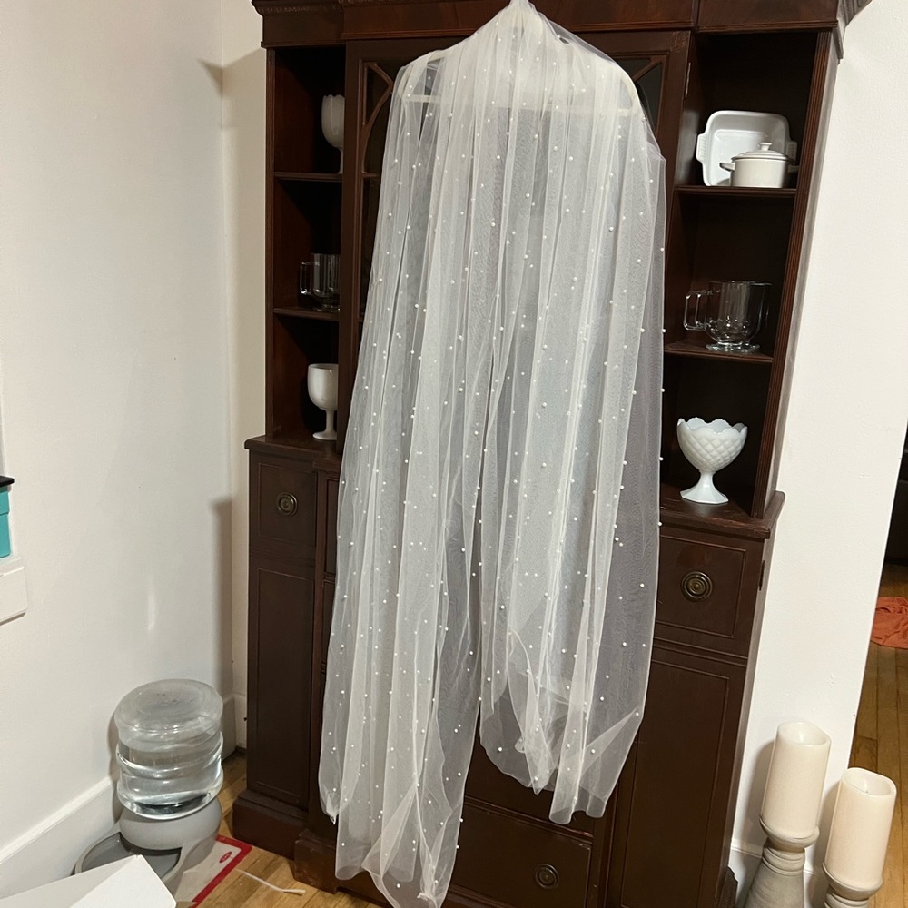 Bridal Pearl tulle wrap veil fabric